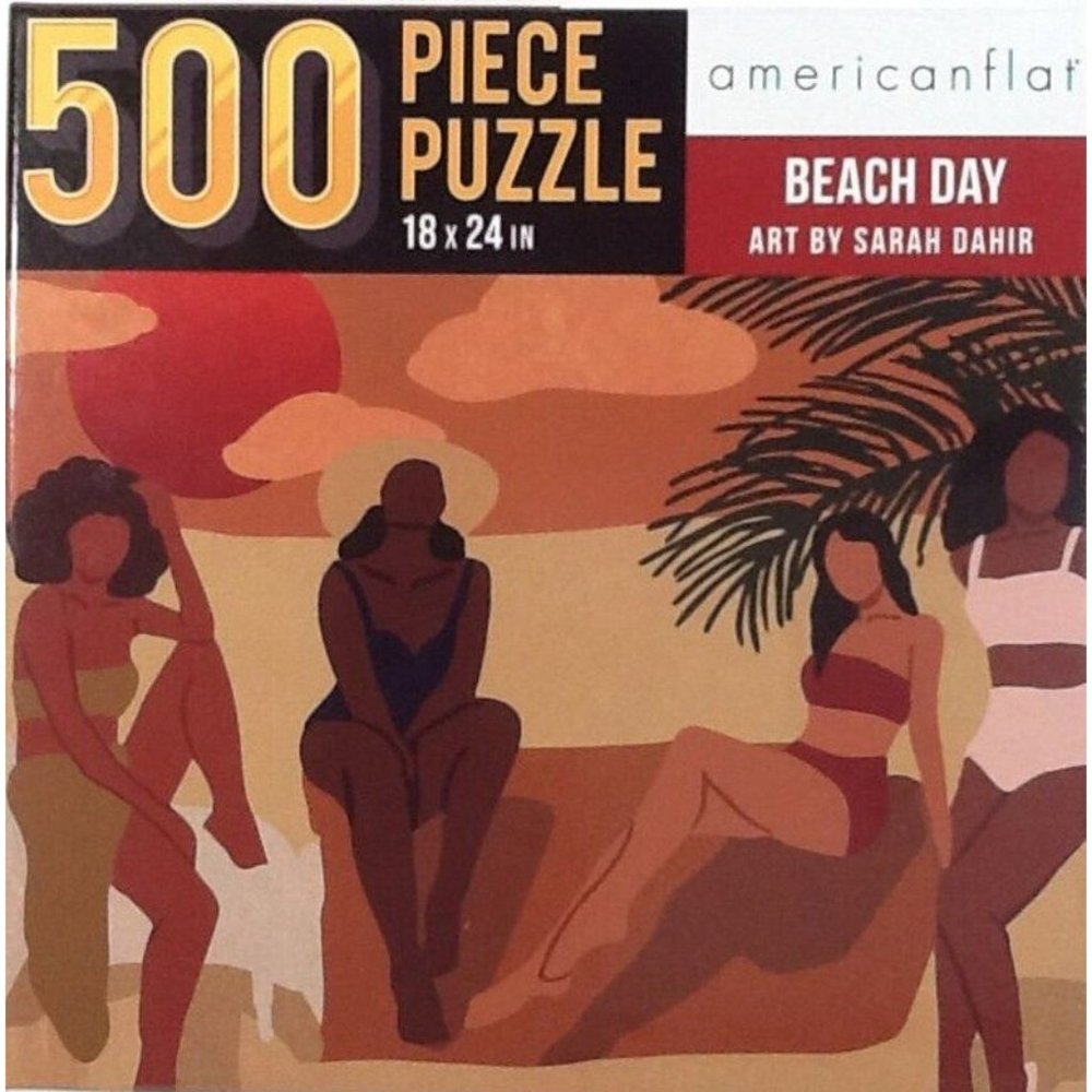 NEW American Flat Beach Day 500 piece jigsaw‎ puzzle art by Sarah Dahir